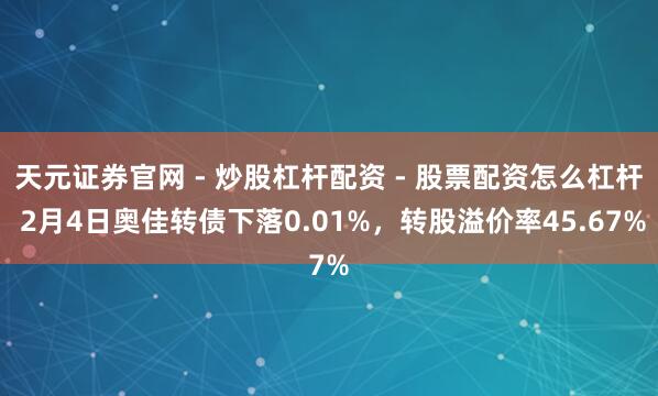 天元证券官网 - 炒股杠杆配资 - 股票配资怎么杠杆 2月4日奥佳转债下落0.01%，转股溢价率45.67%