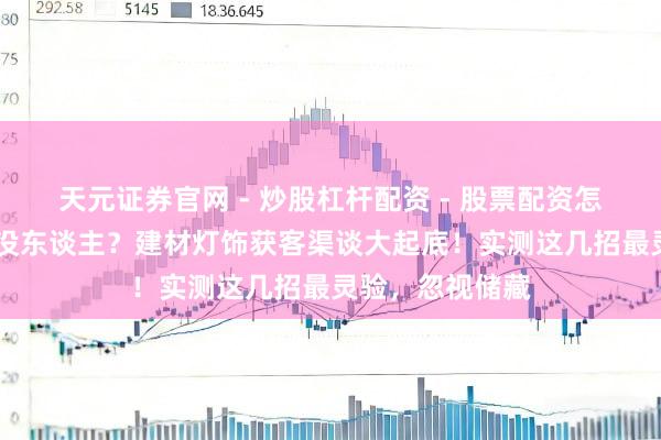 天元证券官网 - 炒股杠杆配资 - 股票配资怎么杠杆 实体店没东谈主？建材灯饰获客渠谈大起底！实测这几招最灵验，忽视储藏