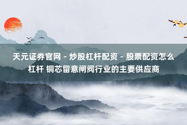 天元证券官网 - 炒股杠杆配资 - 股票配资怎么杠杆 铜芯留意闸阀行业的主要供应商