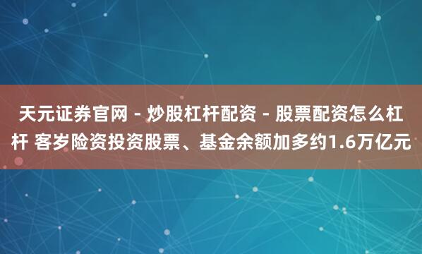 天元证券官网 - 炒股杠杆配资 - 股票配资怎么杠杆 客岁险资投资股票、基金余额加多约1.6万亿元