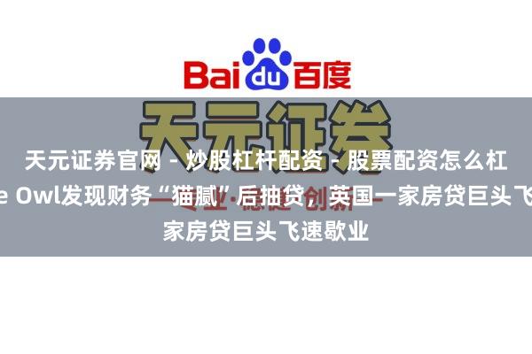 天元证券官网 - 炒股杠杆配资 - 股票配资怎么杠杆 Blue Owl发现财务“猫腻”后抽贷，英国一家房贷巨头飞速歇业