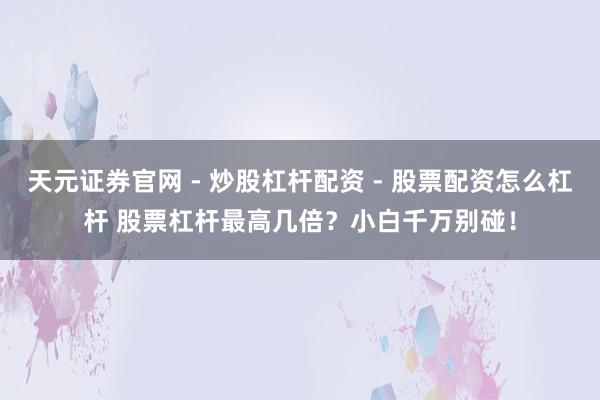 天元证券官网 - 炒股杠杆配资 - 股票配资怎么杠杆 股票杠杆最高几倍?小白千万别碰!