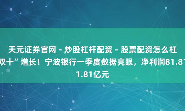 天元证券官网 - 炒股杠杆配资 - 股票配资怎么杠杆 “双十”增长！宁波银行一季度数据亮眼，净利润81.81亿元