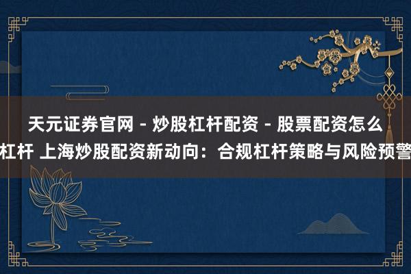 天元证券官网 - 炒股杠杆配资 - 股票配资怎么杠杆 上海炒股配资新动向：合规杠杆策略与风险预警