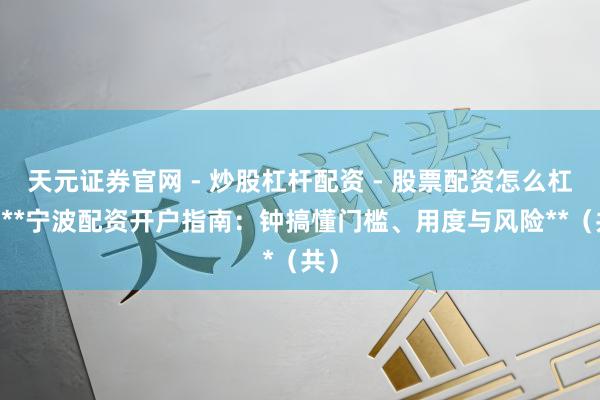 天元证券官网 - 炒股杠杆配资 - 股票配资怎么杠杆 **宁波配资开户指南：钟搞懂门槛、用度与风险**（共）